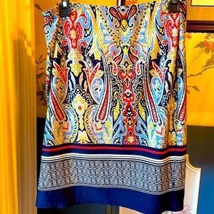 Sunny Leigh Colorful Boho skirt paisley size M medium stretch waist blue red